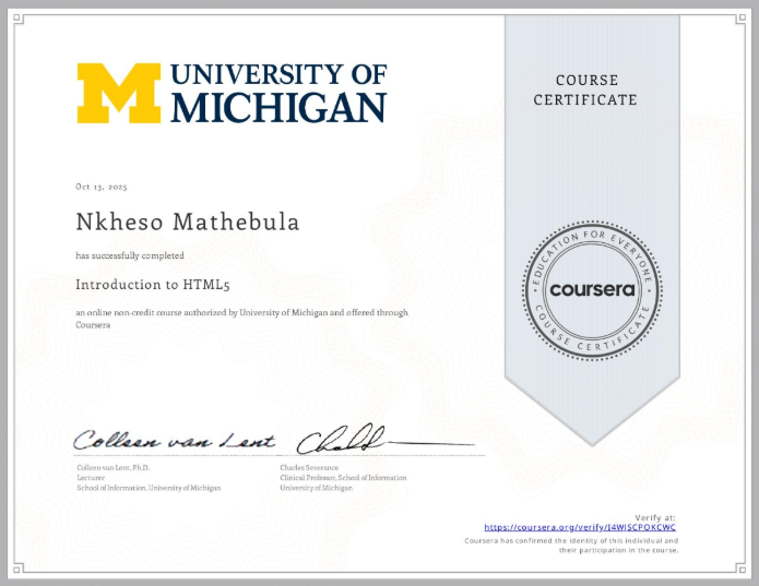 Introduction to HTML5 Certificate Preview